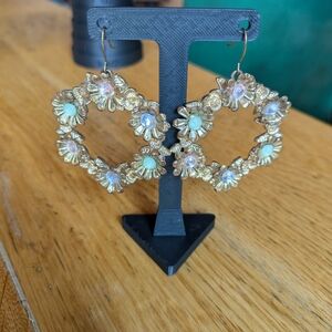 Elegant Vintage Gold and Green Floral Earrings